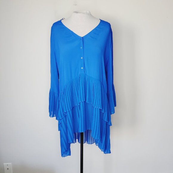 Zara Blue Pleated Mini Dress - Picture 3 of 11